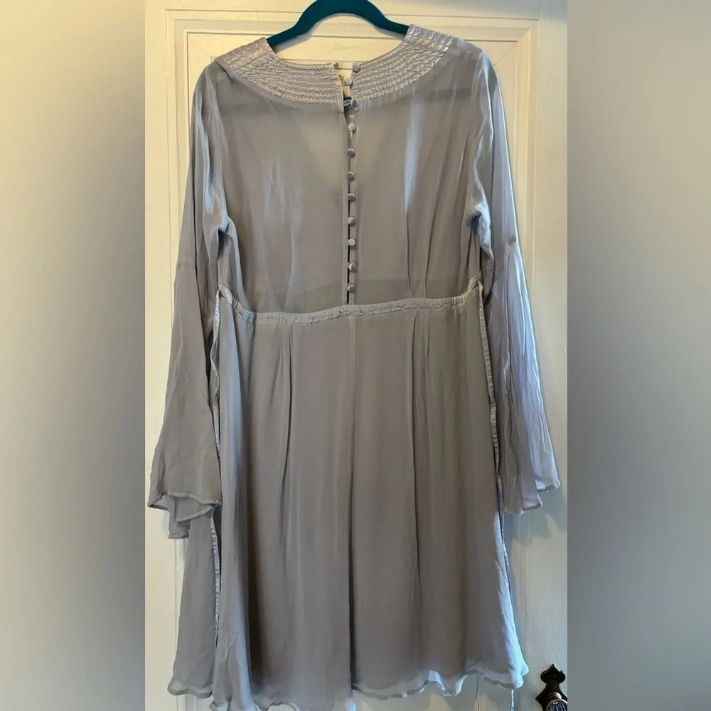 Anthropologie Ghost London Pale Blue Dress with Bell Sleeves - Picture 10 of 12